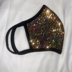 Womens Face Mask Gold Glitter 