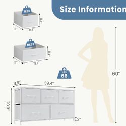 Dresser Fabric Storage With 5 Drawers 