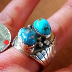 $150! Awesome 925 Sterling Silver Turquoise Ring Size 12