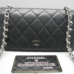 Chanel Black Lambskin Leather CC Long Full Flap Bag Wallet