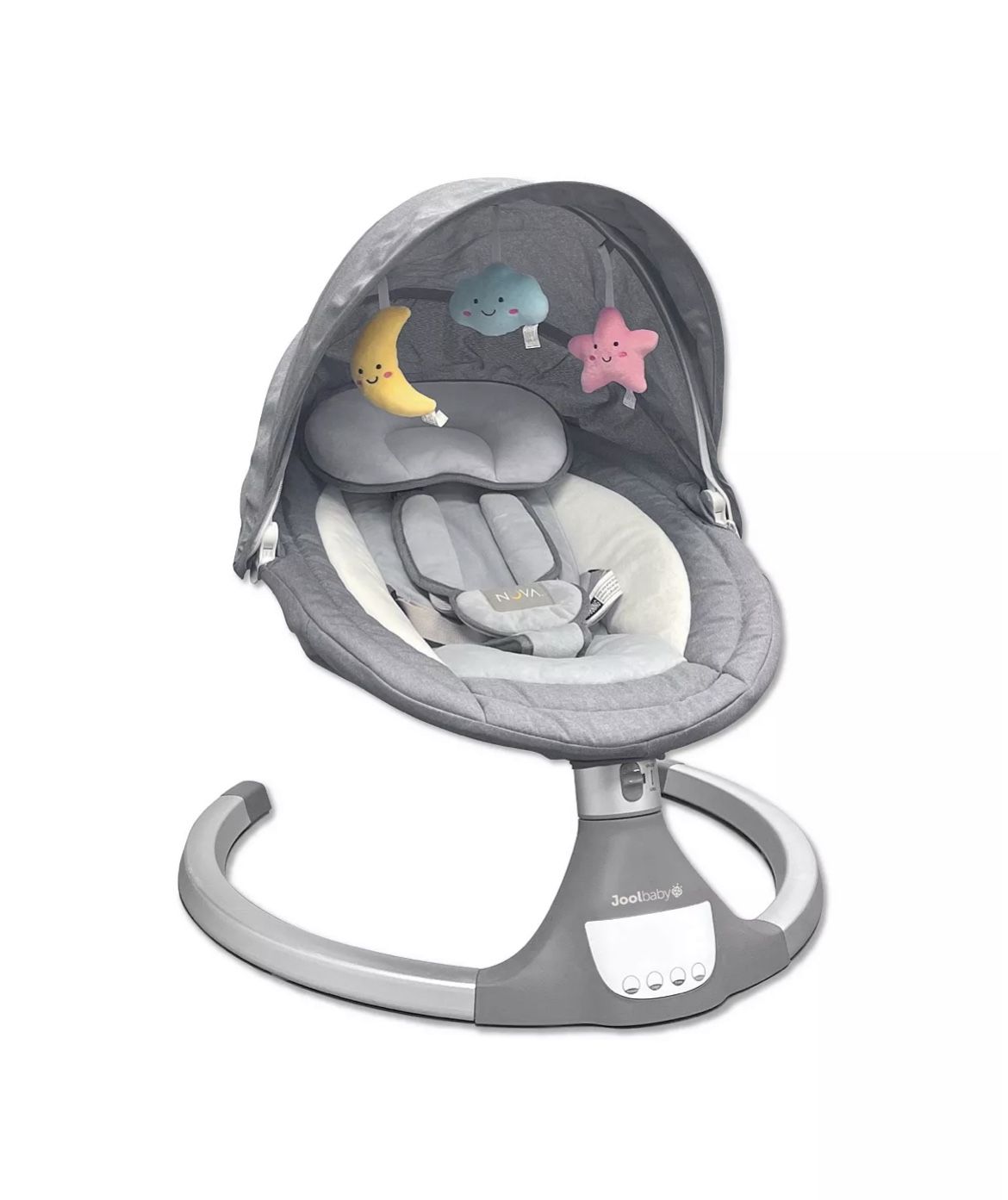 NEW IN BOX Nova Baby Swing for Infants - Motorized Portable Swing, Bluetooth Music Speaker with 10 Preset Lullabies, Remote Control, Gray