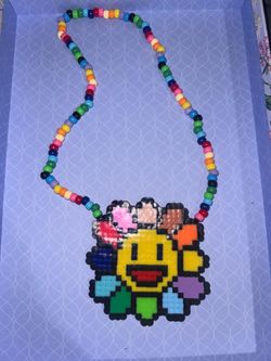 Flower PERLER Kandi necklace festivals raves