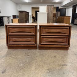 Price for Both - 2 Beautiful Solid Walnut  Wood Vintage  Nightstands / Nightstand Set / End Tables / Side Tables   
