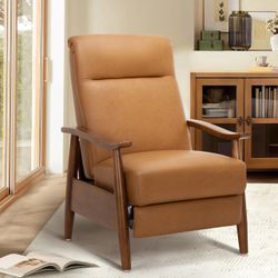 Mid-Century Leather Recliner Chair, Brown