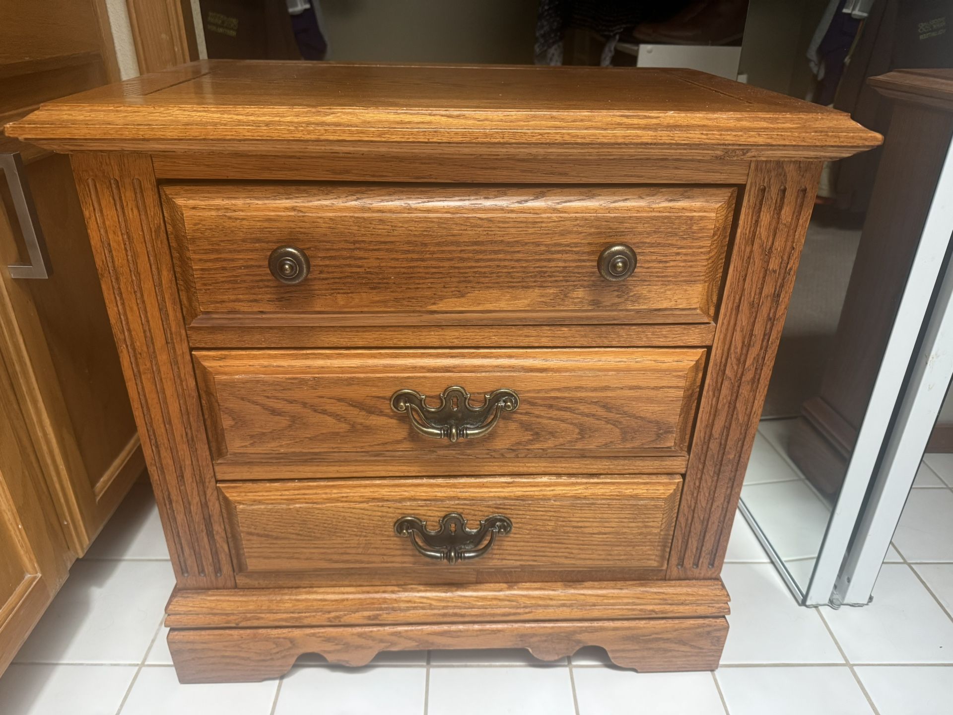 Oak Three Drawer Small Chest Or End Table