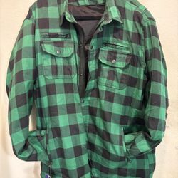 - Motorcycle Jacket -Armored Buffalo Plaid - Padded Riding Shirt w/ Back Shoulder Elbow Protection
