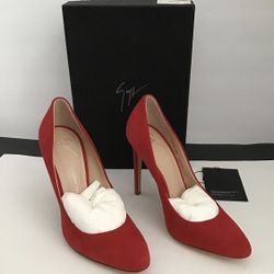 GIUSEPPE ZANOTTI Women's Bimba 110 High-Heel Pumps Suede Red size EU 40/ US 9.5