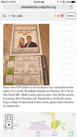 2 tickets live real estate event