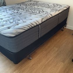 Queen Size Sealy Mattress With Box Spring And Metal Frame