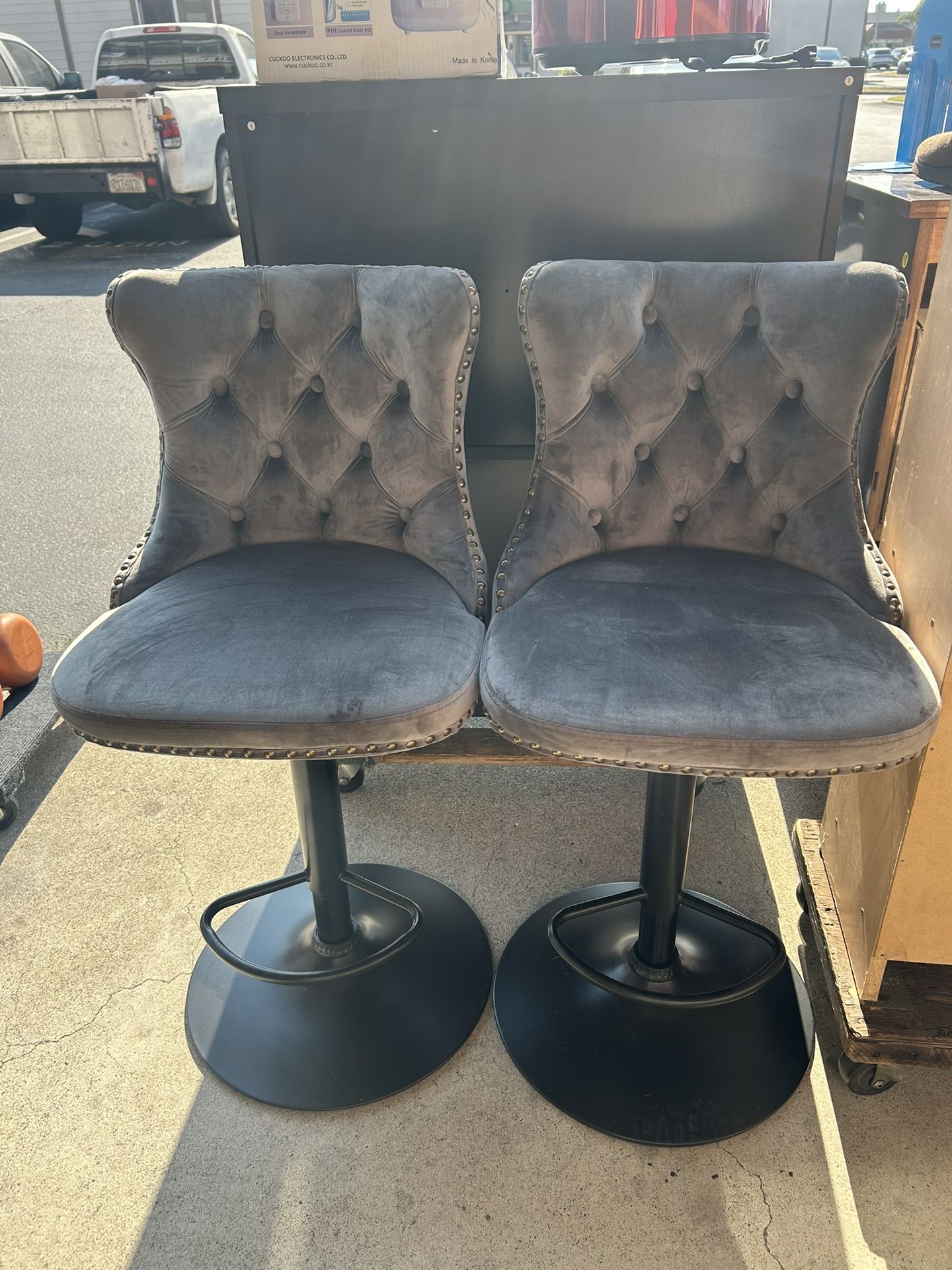 Sets Of 2 Swivel Velvet Bar Stools