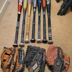 Baseball Bats & Gloves  $15 Each