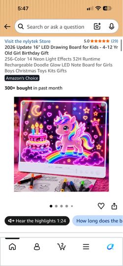 16" LED Glow Drawing Board for Kids