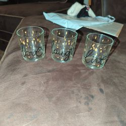 Set Of 3 Glass Votive Candle Holders