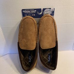 Wembley Men XL (11-12) Memory Foam Slippers Indoor Outdoor,NEW, Tan,Comfort
