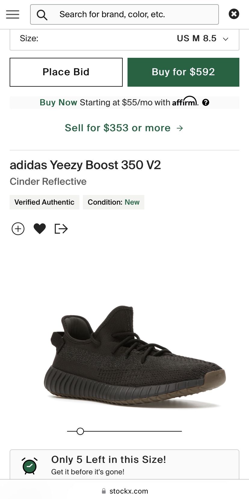 Adidas yeezy boost 350 v2 cinder reflective clearance stockx