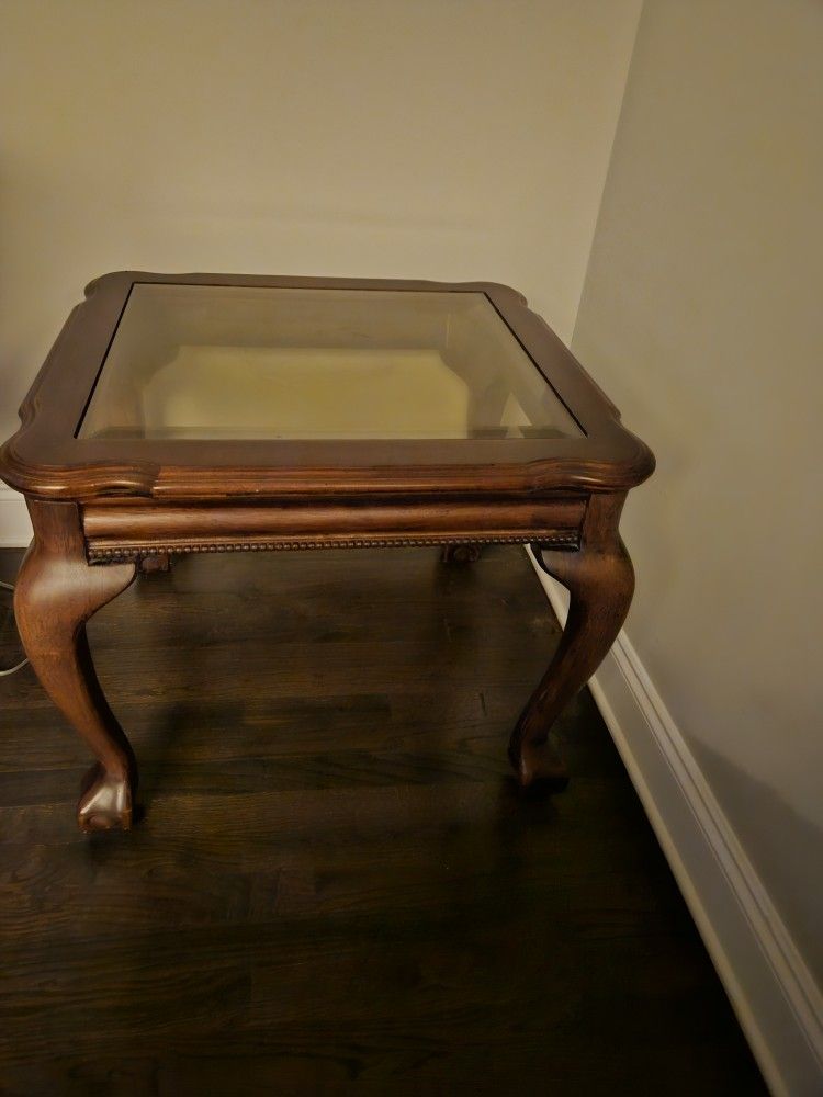Wood & Glass End Table