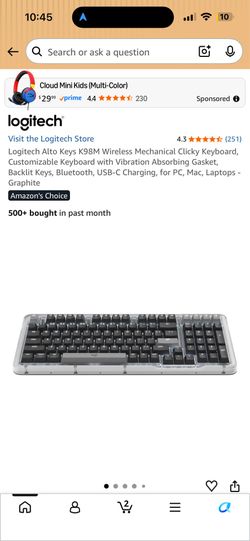 OFFER ANYTHING AND ITS YOURS  Logitech Alto Keys K98M Wireless Mechanical Clicky Keyboard, Customizable Keyboard with Vibration Absorbing Gasket, Back