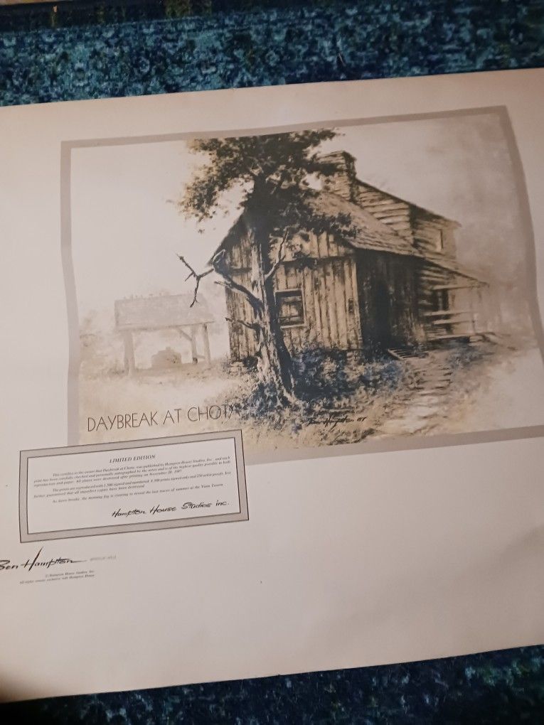 Vintage Ben Hampton Artist Print Titled "Daybreak At Chota"