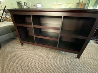Dark Wood Bookshelf Storage Console with Adjustable Shelves