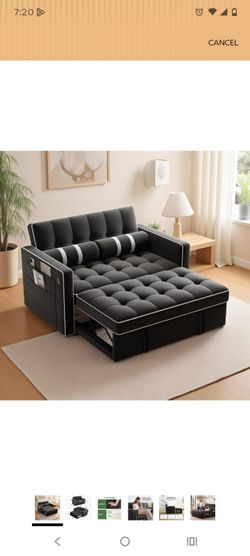 Black Tufted Pull-Out Sleeper Sofa