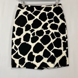 Anne Taylor Loft Petites Women’s Giraffe Print Pencil Skirt Black & Cream Sz 0 P