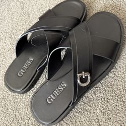 Guess Sandals Slides Slip On Mens Size 7 Black Brand New