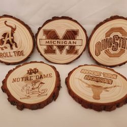 Natural Wood College Sports Coasters 