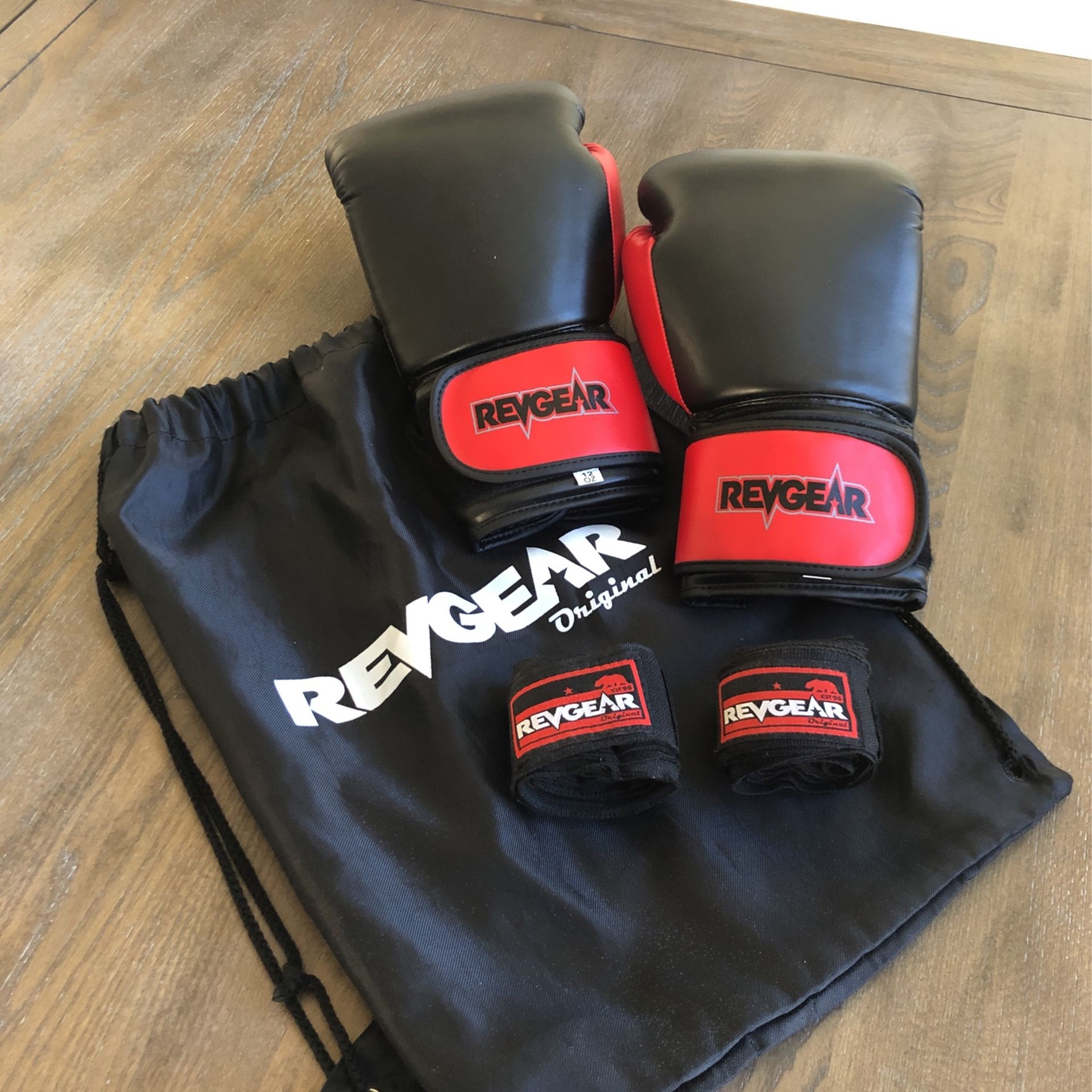 Revgear Boxing Gloves and Elastic Handwraps