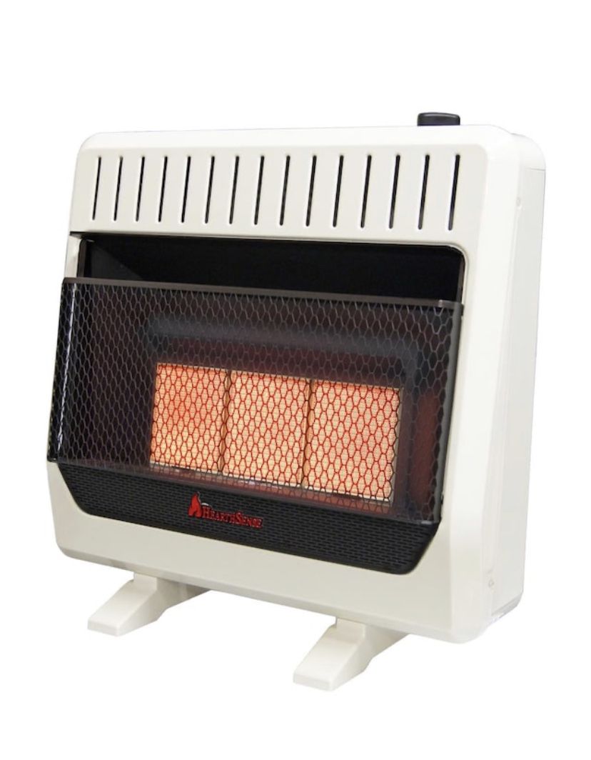 HearthSense 30,000 BTU, Ventless Dual Fuel Infrared Plaque Heater With Base and Blower, T-Stat Control