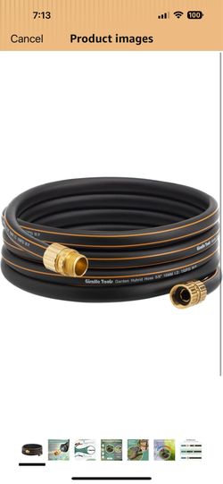 Giraffe Tools Garden Hose 5/8" Custom Length, No Kink, Flexible, Leakproof Water Hose, 600 Burst PSI, 15ft Double Female Fittings,Black Orange