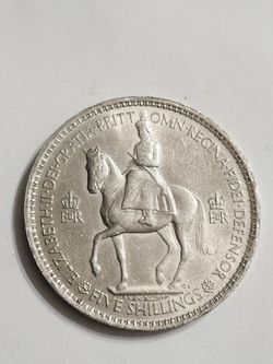 1953 Five Shillings Large Coin