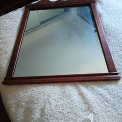 Vintage Dresser Mirror, with Scroll Work At Top.