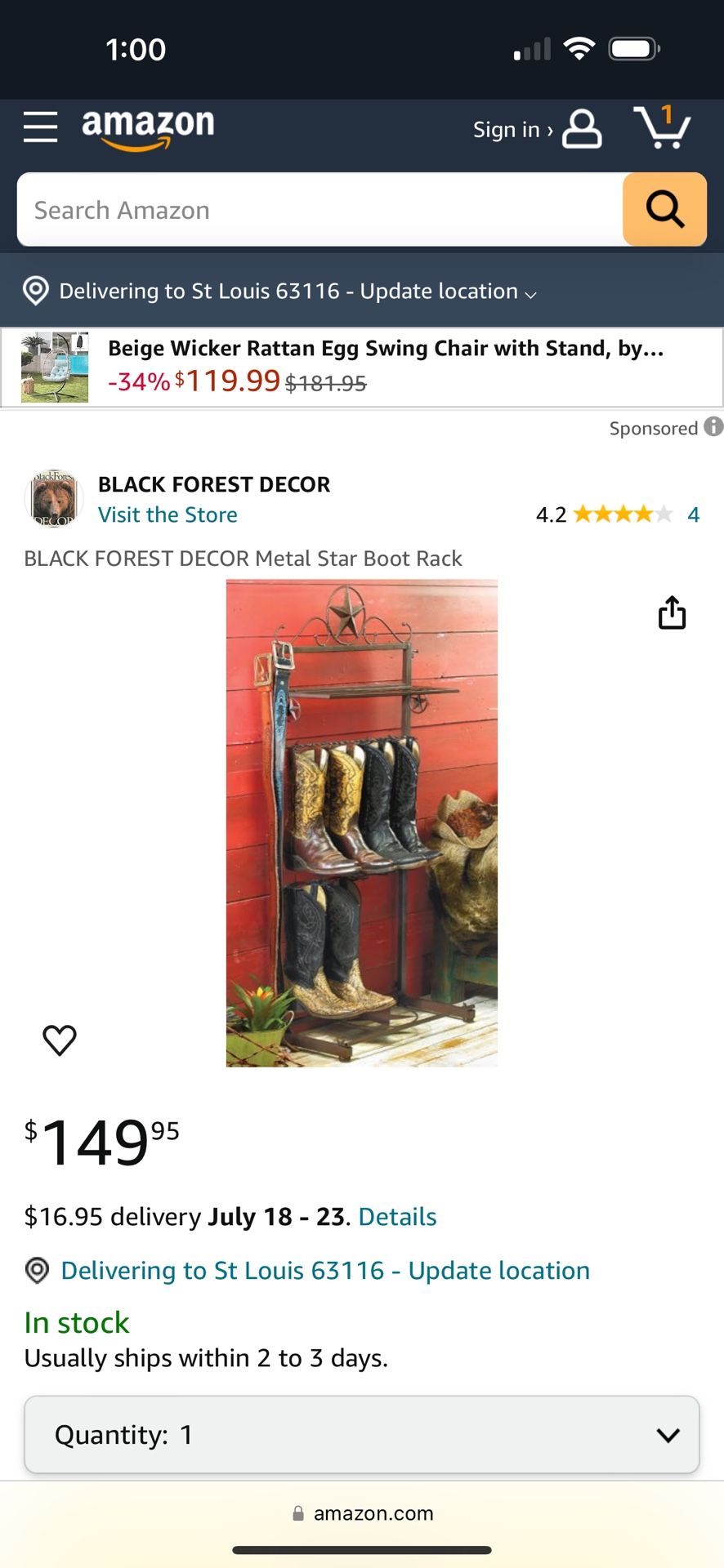 Rustic Metal Boot Rack
