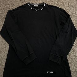 Nike x Stüssy Swoosh Collar Long Sleeve Black Crew – Fits M/L