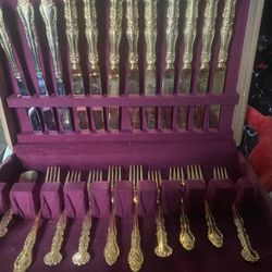 Vintage Japan National Stainless gold-tone flatware 