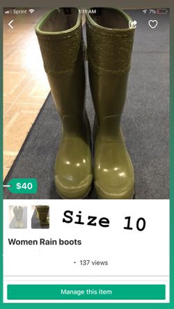 Women Rain boots size 10