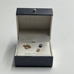 CRISLU Sterling Silver CZ Jewelry Lot Stud Earrings Pendant w Box