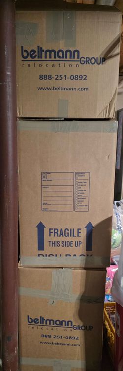 Moving boxes and packing paper