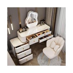 White Vanity Set with LED Mirror and Storage Drawers  (With chair) $180