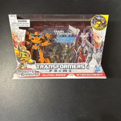 Transformers Prime BUMBLEBEE vs STARSCREAM Robots In Disguise Figure Set + DVD 