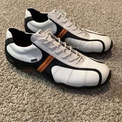 Men’s Golf Ecco leather gore tex white shoes with cleats size  Size 14