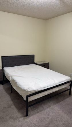 Full size bed frame with spring mattress