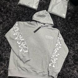 Amiri grey bone stacked hoodie