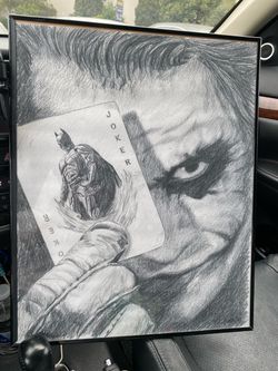 Joker holding Batman card sketch