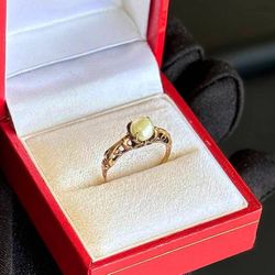Jewelry 10k Gold 5.7mm Natural Pearl Vintage Art Deco Dragon Claw Ring sz 5.75