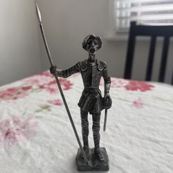 Pewter Don Quixote Figurine with Spear 6 Inch Decorative Collectible Statue  