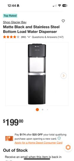 Glacier Bay Matte Black and Stainless Steel Bottom Load Water Dispenser