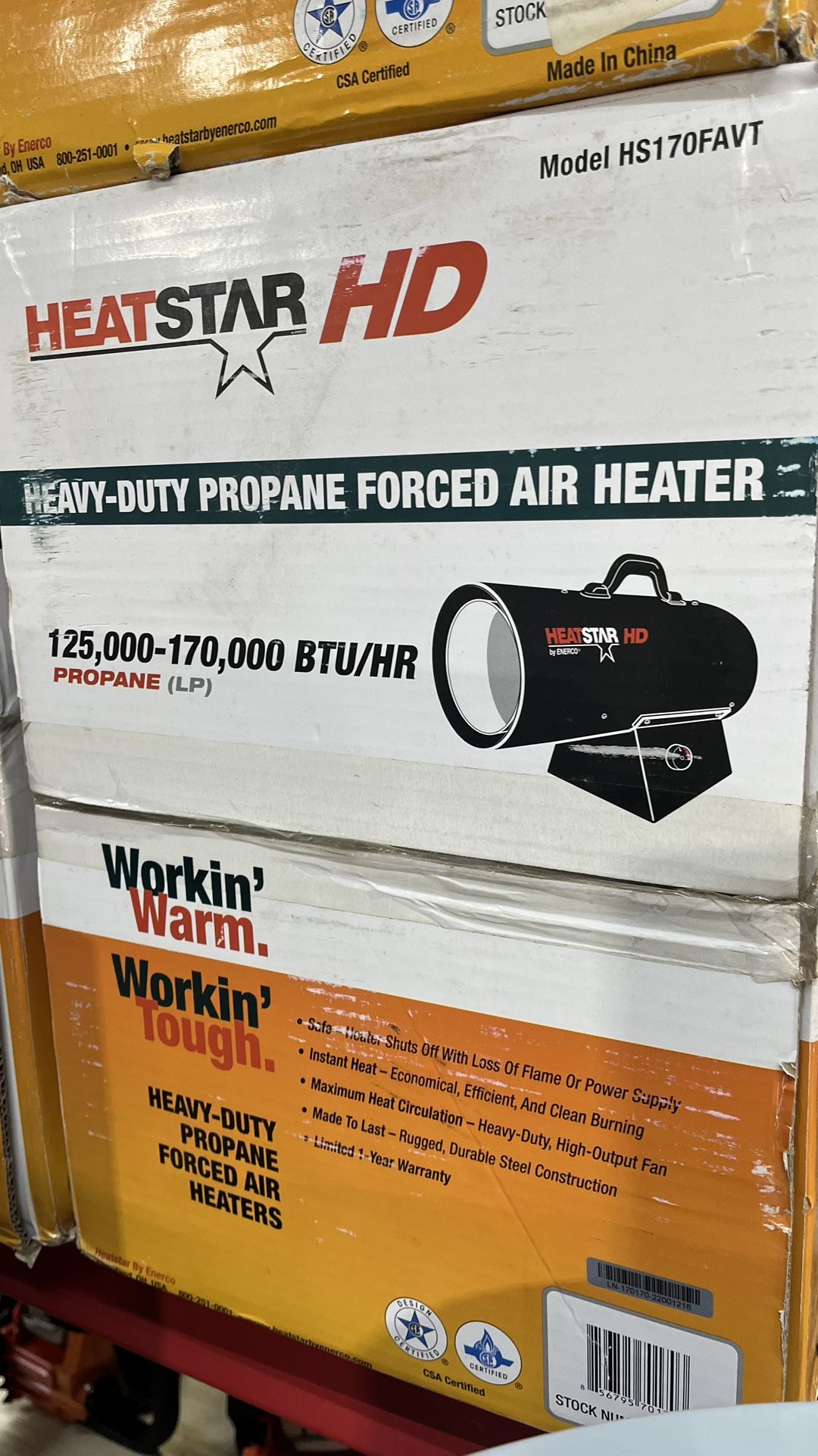 HeatStar® HS125FAV 125,000 BTU Portable Propane Gas Forced Air Heater