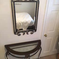 Metal Table And Matching Mirror 