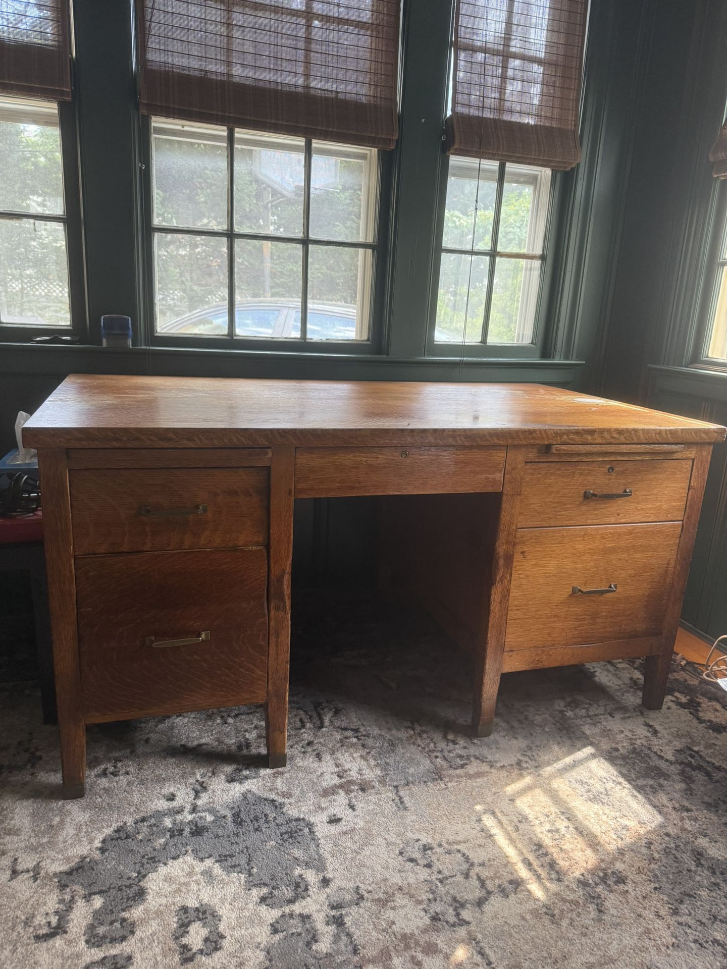 Antique Bankers Desk - Wood